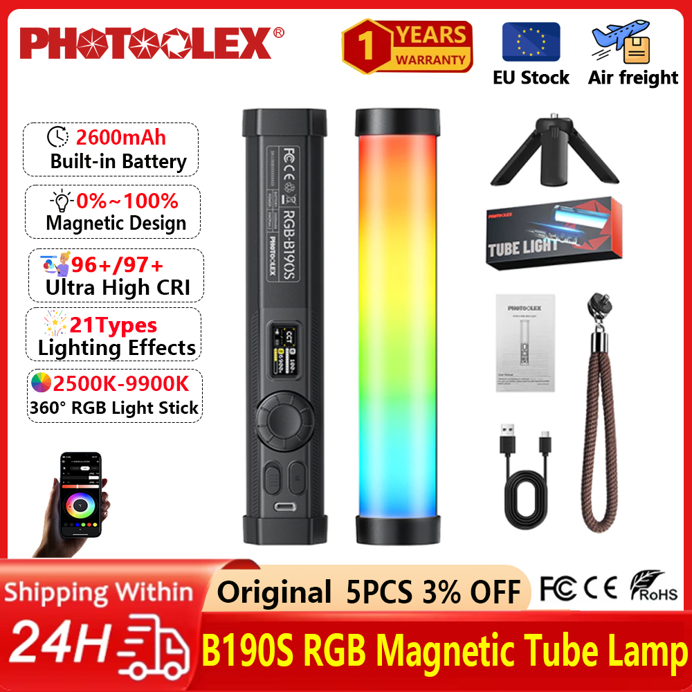 Photography Types Of Lighting - PHOTOOLEX RGB Video Light Handheld Magnetic