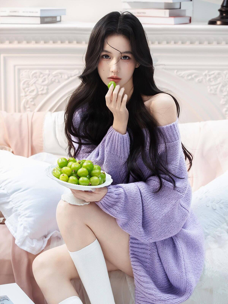 Photography Lighting Styles - Autumn Winter Purple Sweater Oxygen Feel