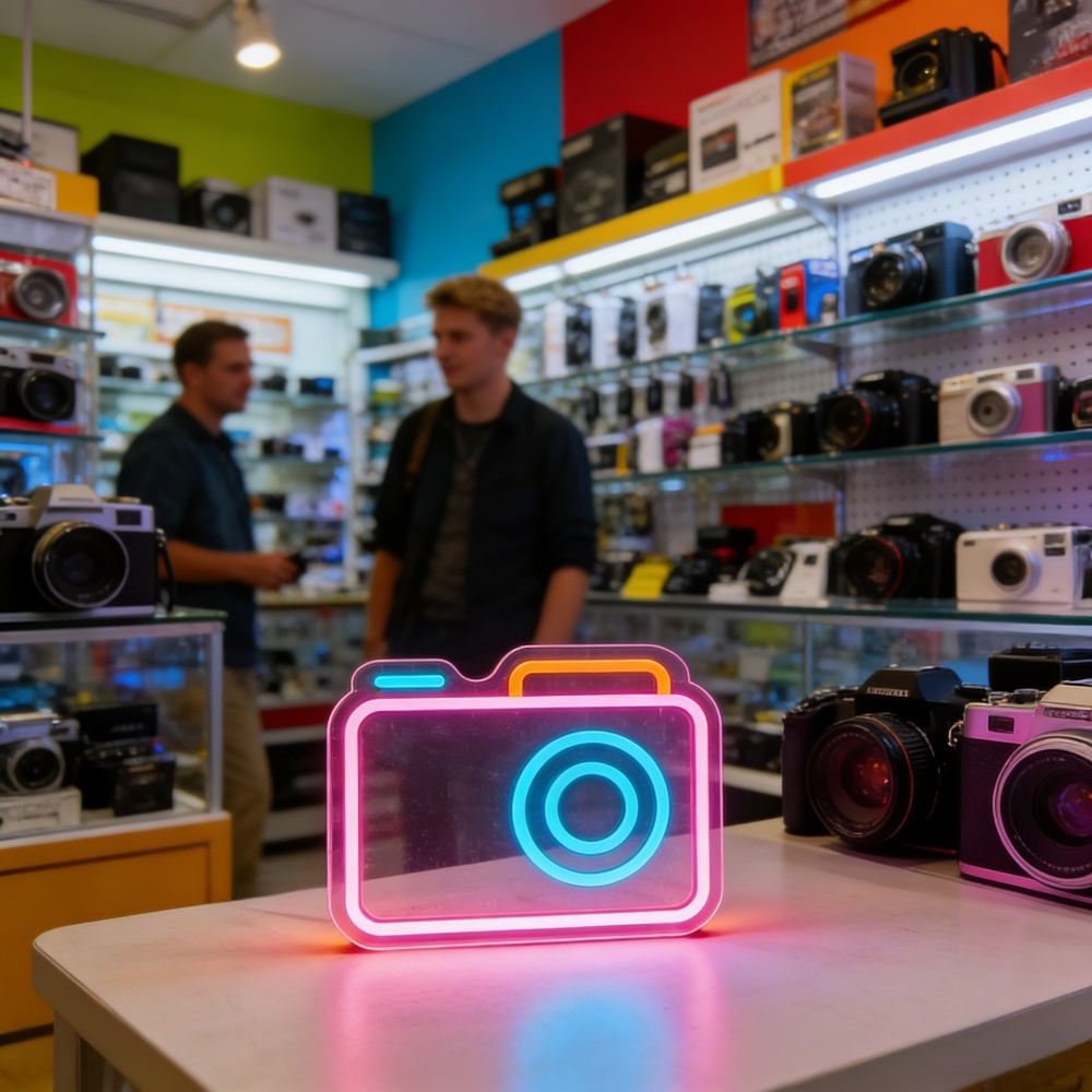 Camera Neon Sign LED Wall Art  - Photography Studio Lighting Set Up recension och pris
